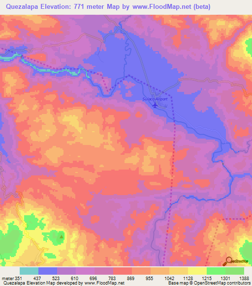 Quezalapa,Honduras Elevation Map