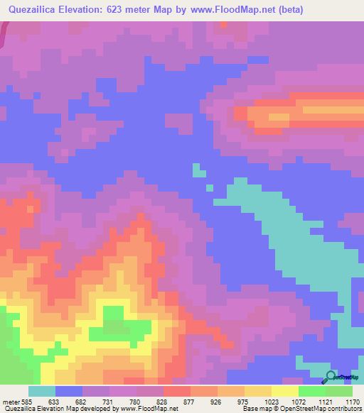 Quezailica,Honduras Elevation Map