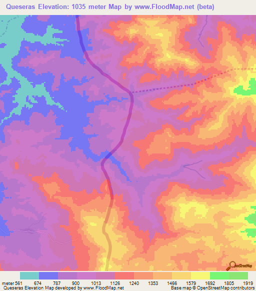 Queseras,Honduras Elevation Map