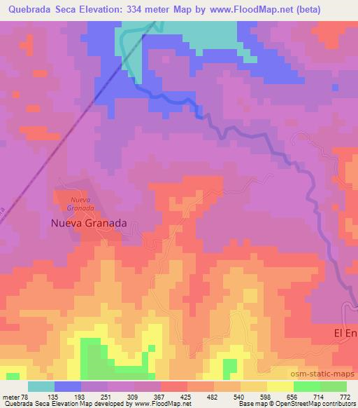 Quebrada Seca,Honduras Elevation Map
