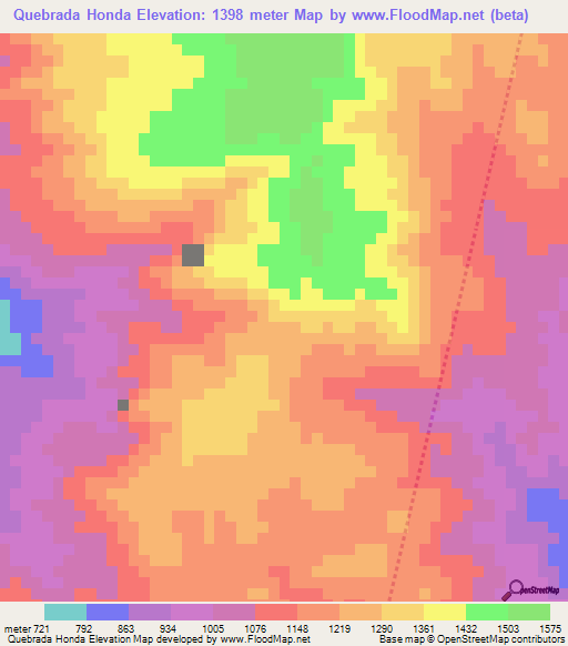 Quebrada Honda,Honduras Elevation Map