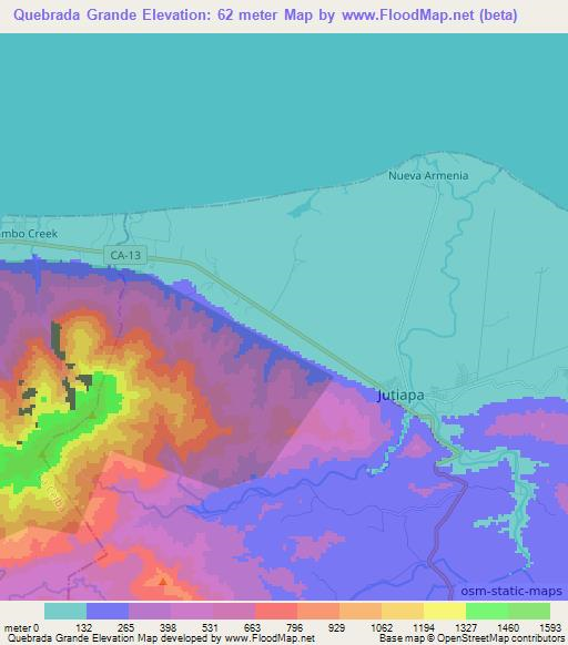 Quebrada Grande,Honduras Elevation Map