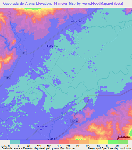 Quebrada de Arena,Honduras Elevation Map