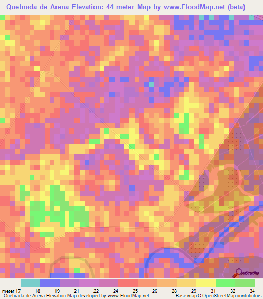 Quebrada de Arena,Honduras Elevation Map