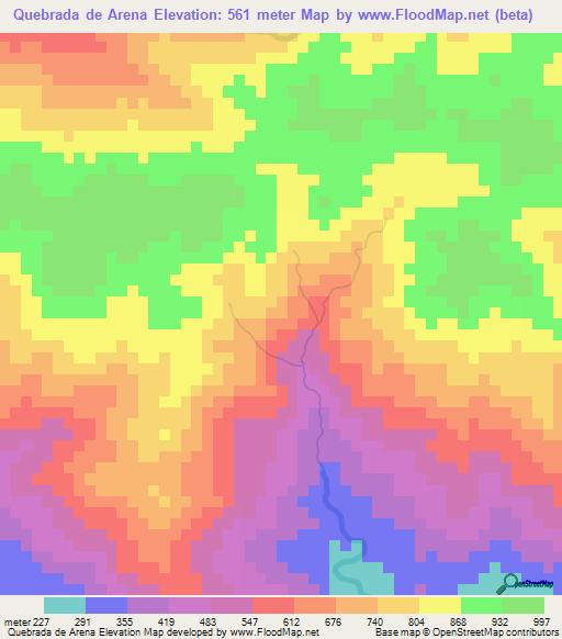Quebrada de Arena,Honduras Elevation Map