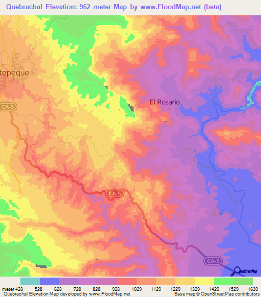 Quebrachal,Honduras Elevation Map