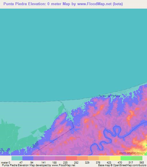 Punta Piedra,Honduras Elevation Map