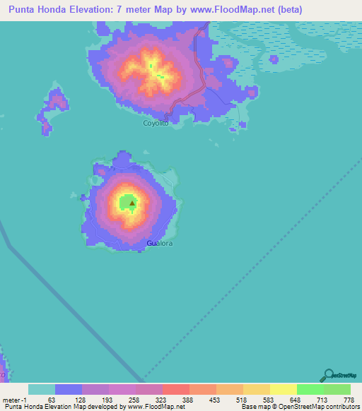 Punta Honda,Honduras Elevation Map