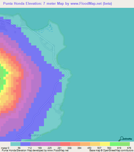 Punta Honda,Honduras Elevation Map