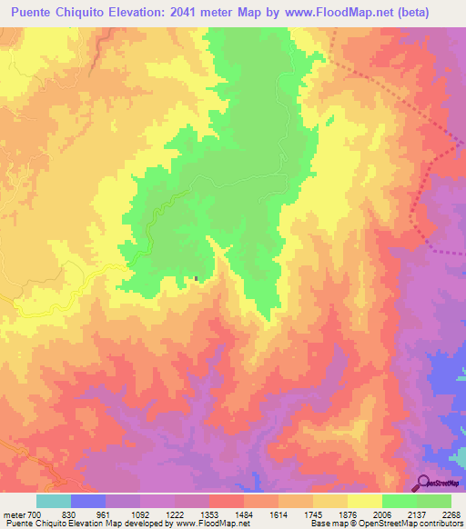 Puente Chiquito,Honduras Elevation Map
