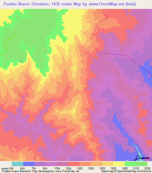 Pueblo Nuevo,Honduras Elevation Map