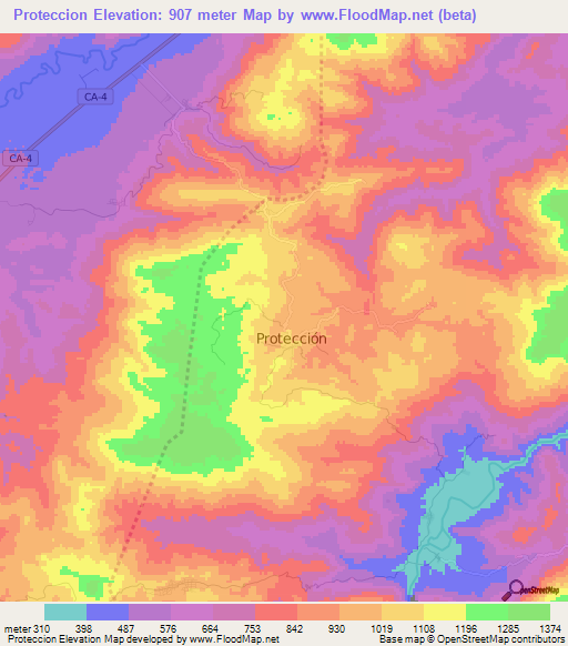 Proteccion,Honduras Elevation Map