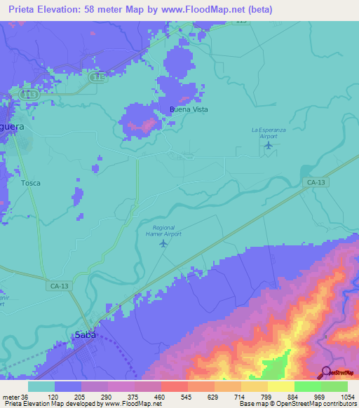 Prieta,Honduras Elevation Map