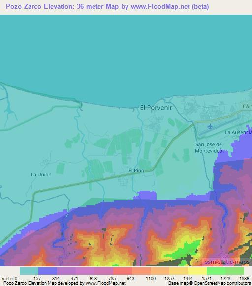 Pozo Zarco,Honduras Elevation Map