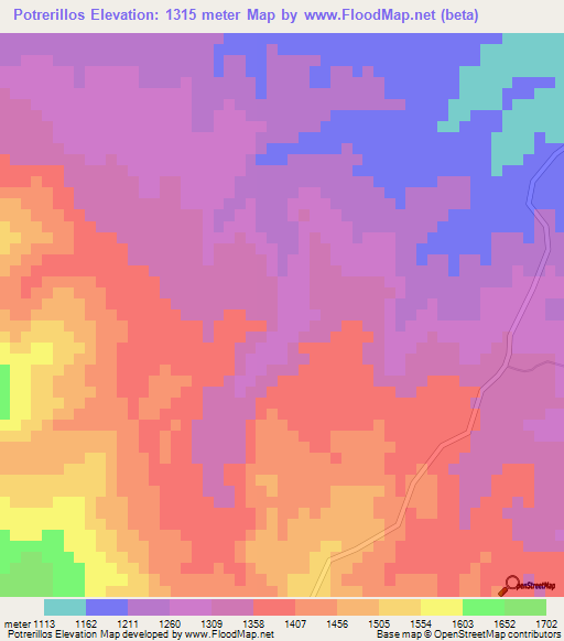 Potrerillos,Honduras Elevation Map