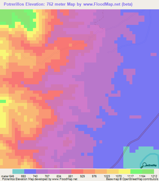 Potrerillos,Honduras Elevation Map