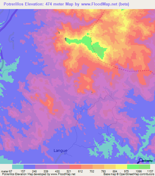 Potrerillos,Honduras Elevation Map