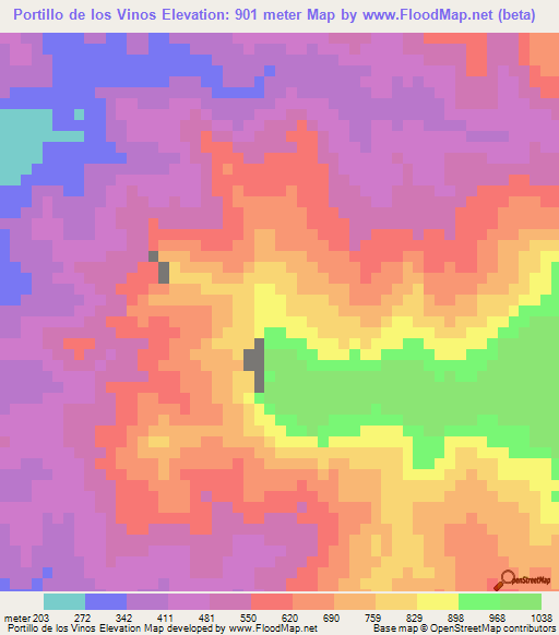Portillo de los Vinos,Honduras Elevation Map