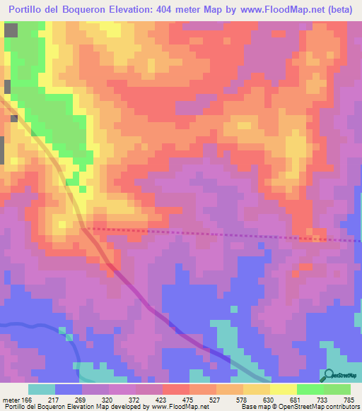 Portillo del Boqueron,Honduras Elevation Map