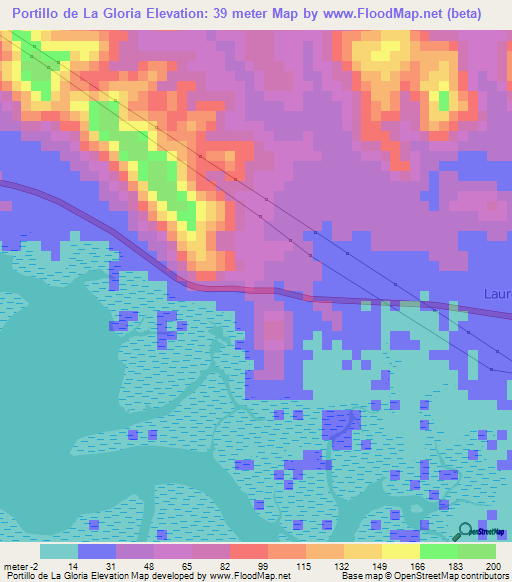 Portillo de La Gloria,Honduras Elevation Map