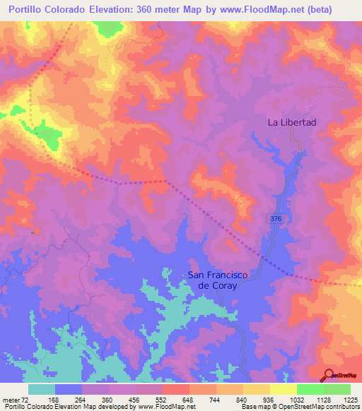 Portillo Colorado,Honduras Elevation Map