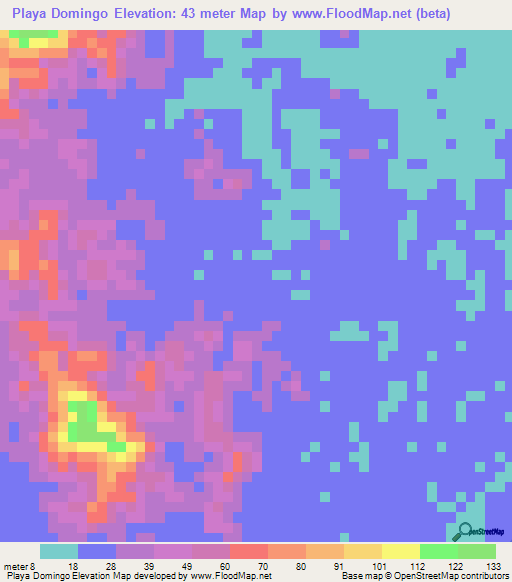 Playa Domingo,Honduras Elevation Map