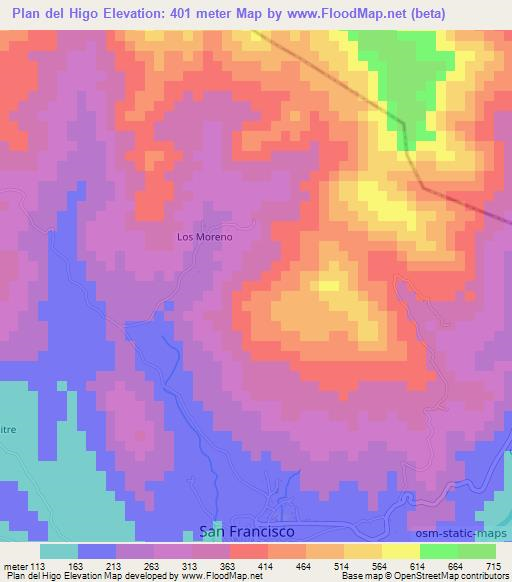 Plan del Higo,Honduras Elevation Map