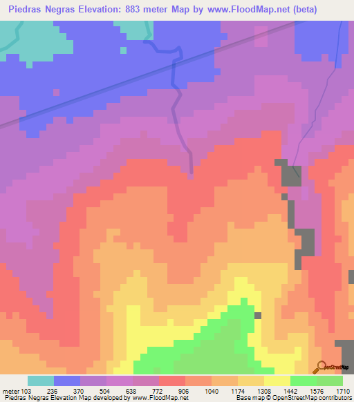 Piedras Negras,Honduras Elevation Map