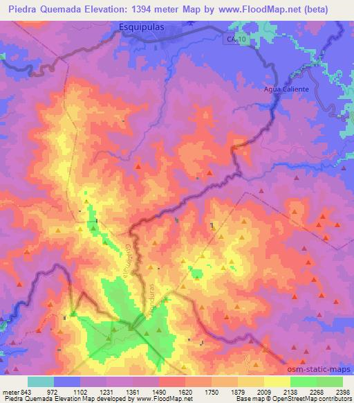 Piedra Quemada,Honduras Elevation Map