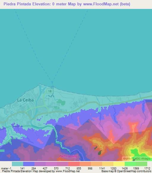 Piedra Pintada,Honduras Elevation Map