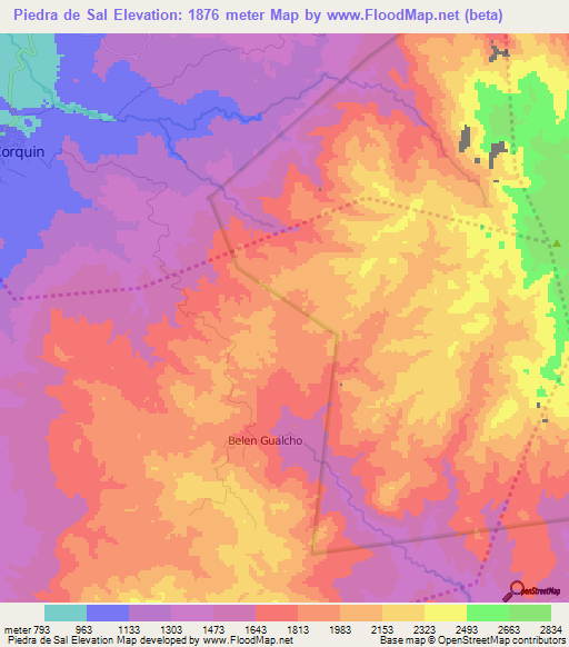 Piedra de Sal,Honduras Elevation Map