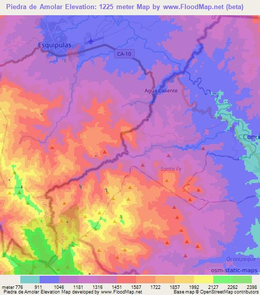 Piedra de Amolar,Honduras Elevation Map