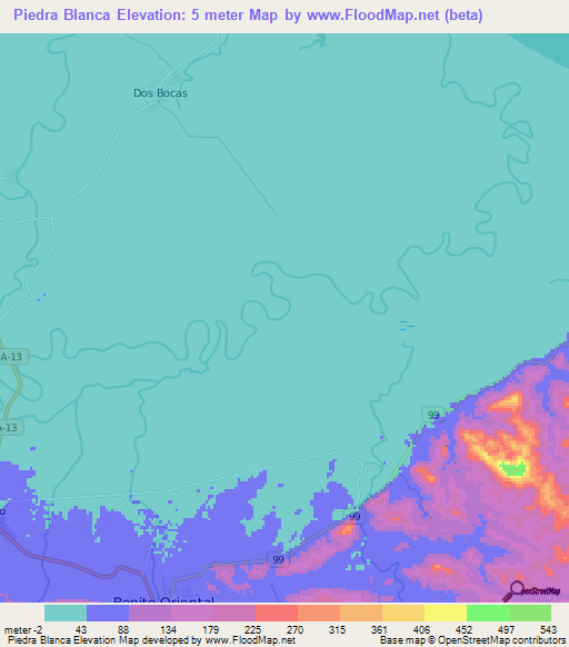 Piedra Blanca,Honduras Elevation Map
