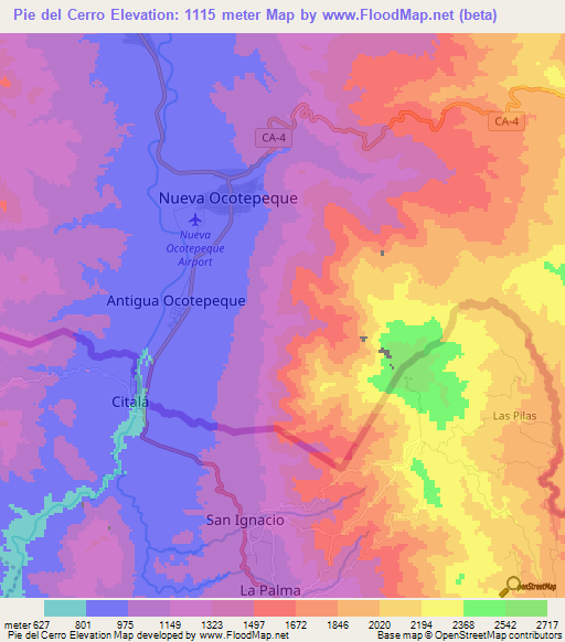 Pie del Cerro,Honduras Elevation Map