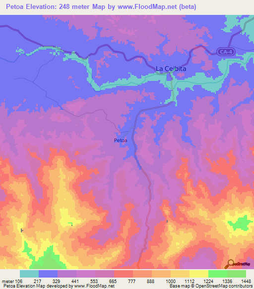 Petoa,Honduras Elevation Map
