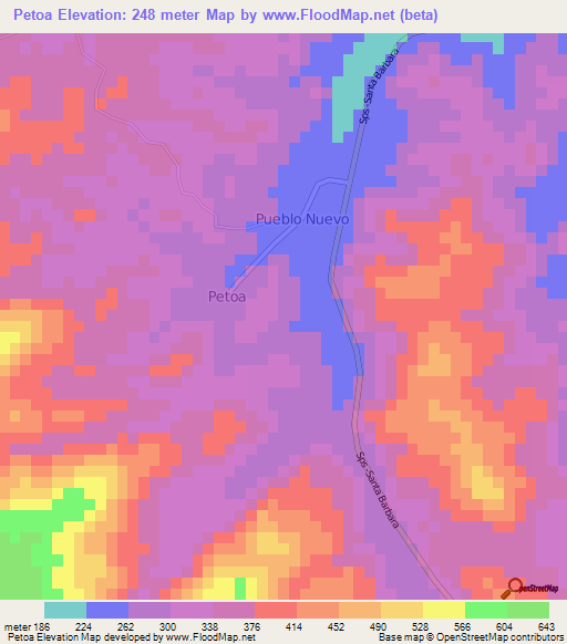 Petoa,Honduras Elevation Map