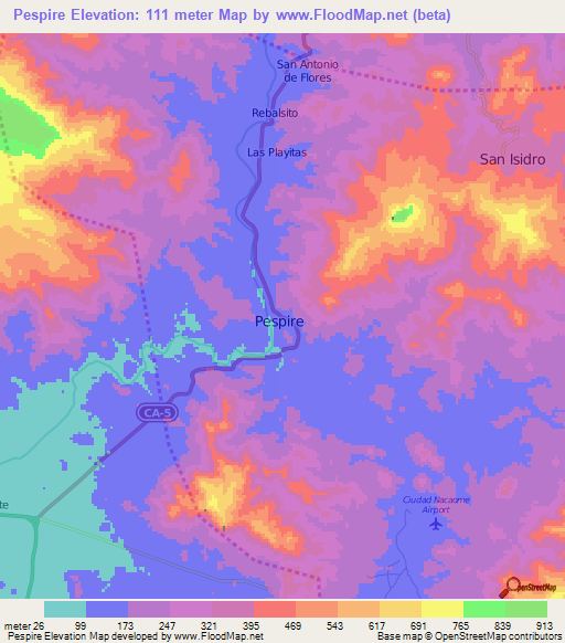 Pespire,Honduras Elevation Map