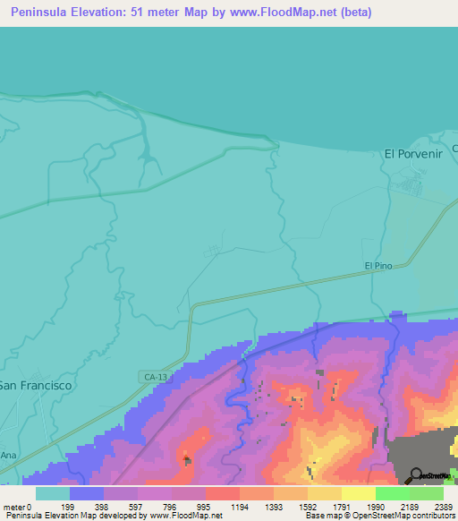 Peninsula,Honduras Elevation Map