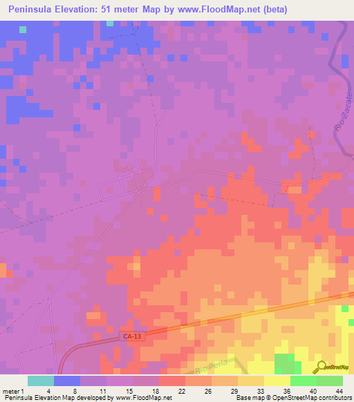 Peninsula,Honduras Elevation Map