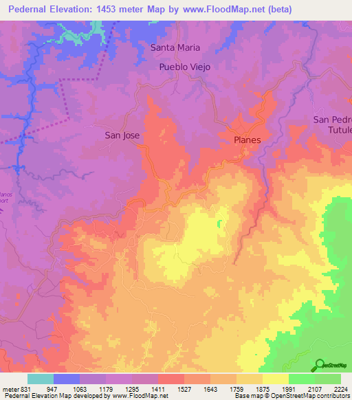 Pedernal,Honduras Elevation Map