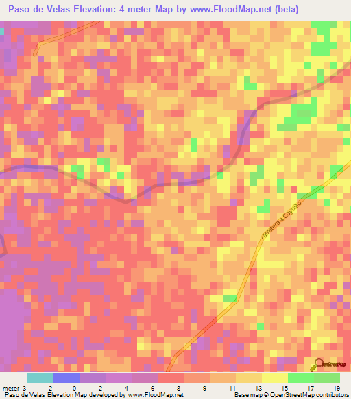 Paso de Velas,Honduras Elevation Map