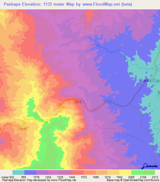 Pashapa,Honduras Elevation Map