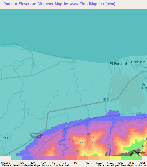 Pantera,Honduras Elevation Map