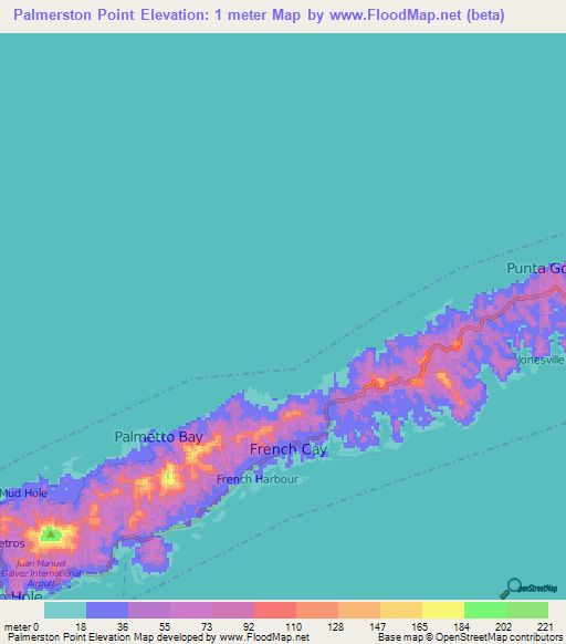 Palmerston Point,Honduras Elevation Map