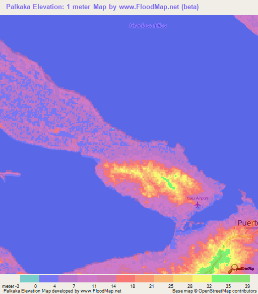 Palkaka,Honduras Elevation Map