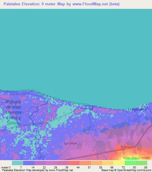 Paletales,Honduras Elevation Map