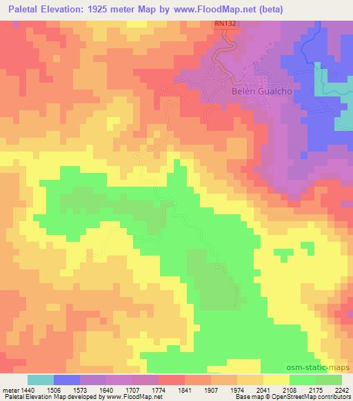 Paletal,Honduras Elevation Map