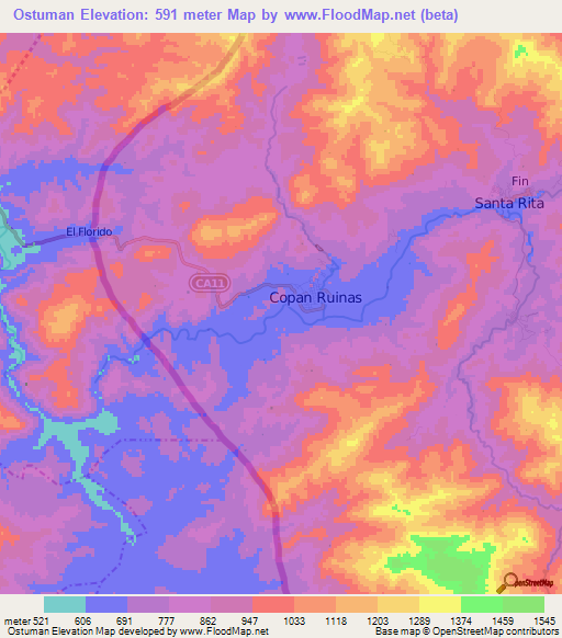 Ostuman,Honduras Elevation Map