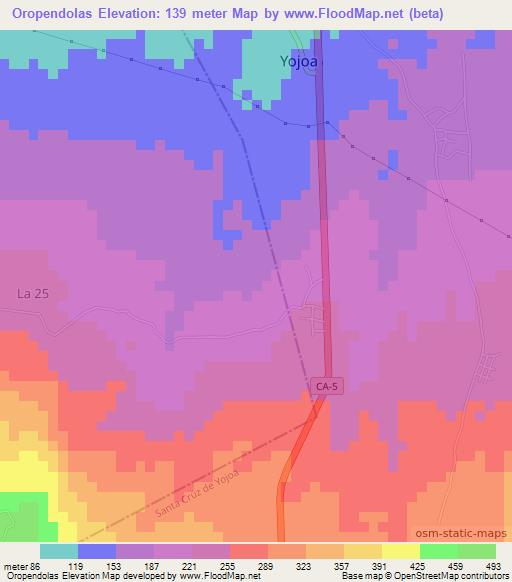 Oropendolas,Honduras Elevation Map
