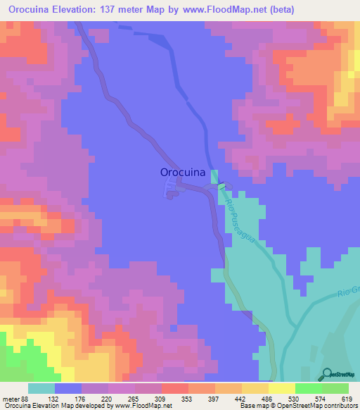 Orocuina,Honduras Elevation Map